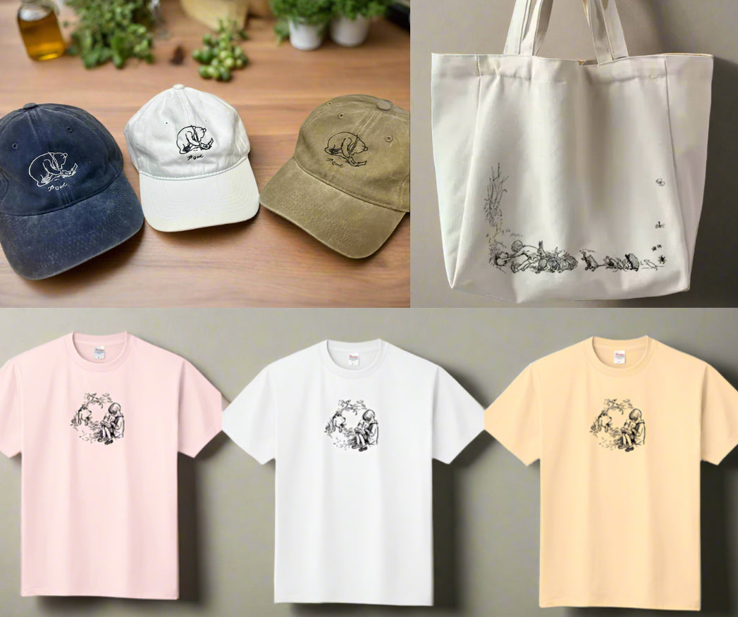 Winnie-the-Pooh Core Bundle Pack featuring Pooh's Storytime Tee with classic illustration, Hundred Acre Wood canvas tote bag, and Pooh's Signature embroidered cap - complete Pooh merchandise collection